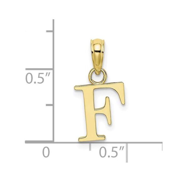 10K Yellow Gold Polished F Block Initial Charm - Picture 8 of 9